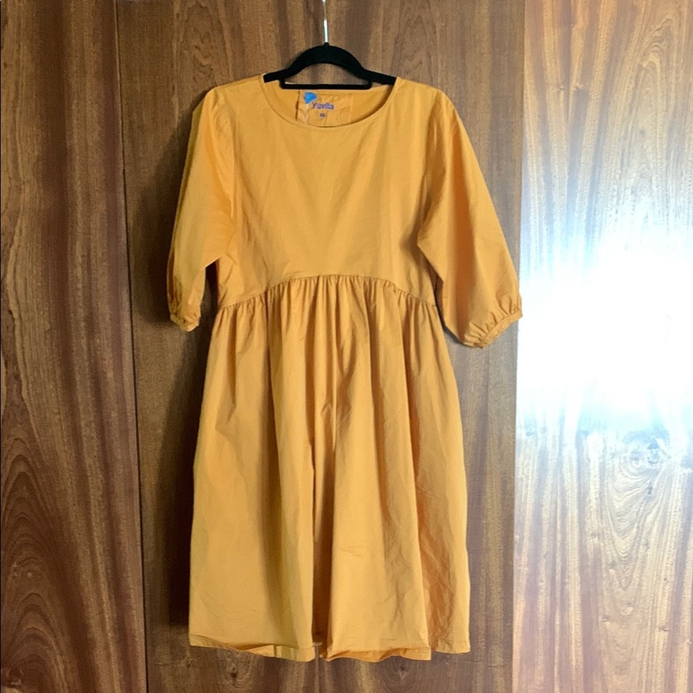 Yuvita Cotton Midi Puff Sleeve Casual Sundress